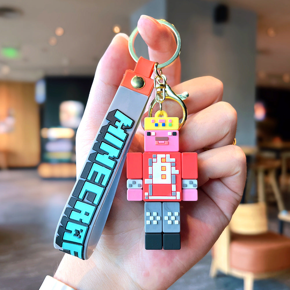 Sandbox Game Keychain – 3D Mini Doll Bag Pendant