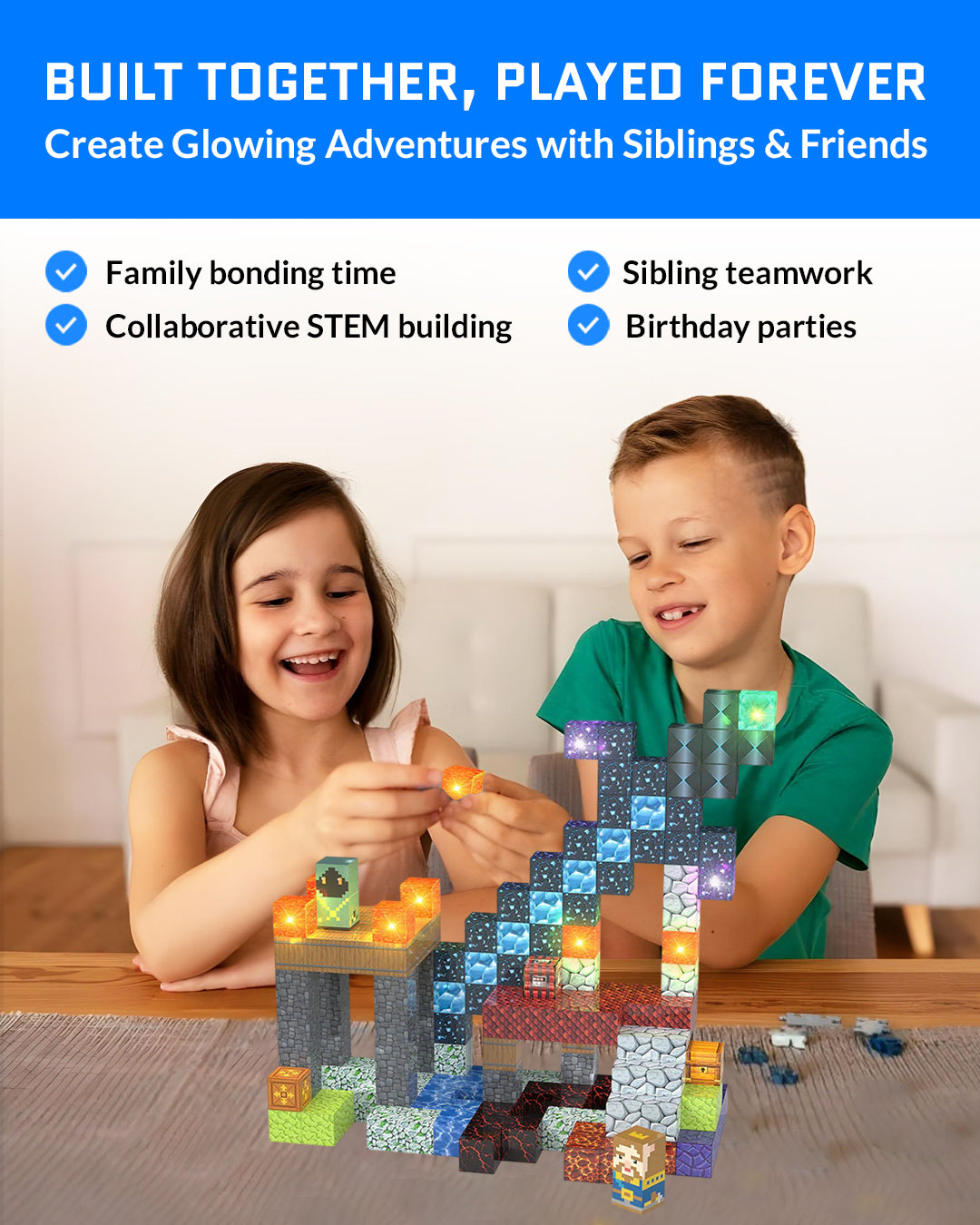 166-Piece LED Magnetic Building Blocks – Sword Edition