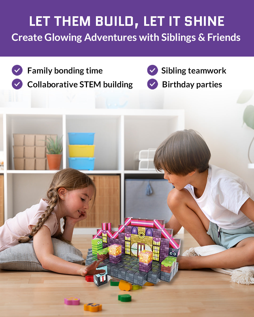 188-Piece LED Magnetic Building Blocks – Hotel Elves Edition