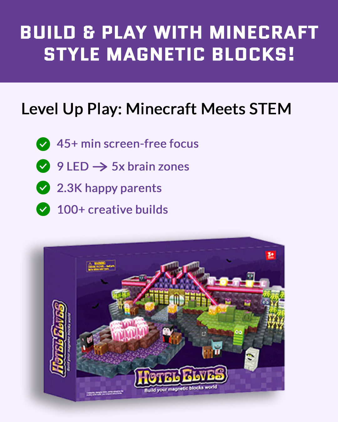 188-Piece LED Magnetic Building Blocks – Hotel Elves Edition