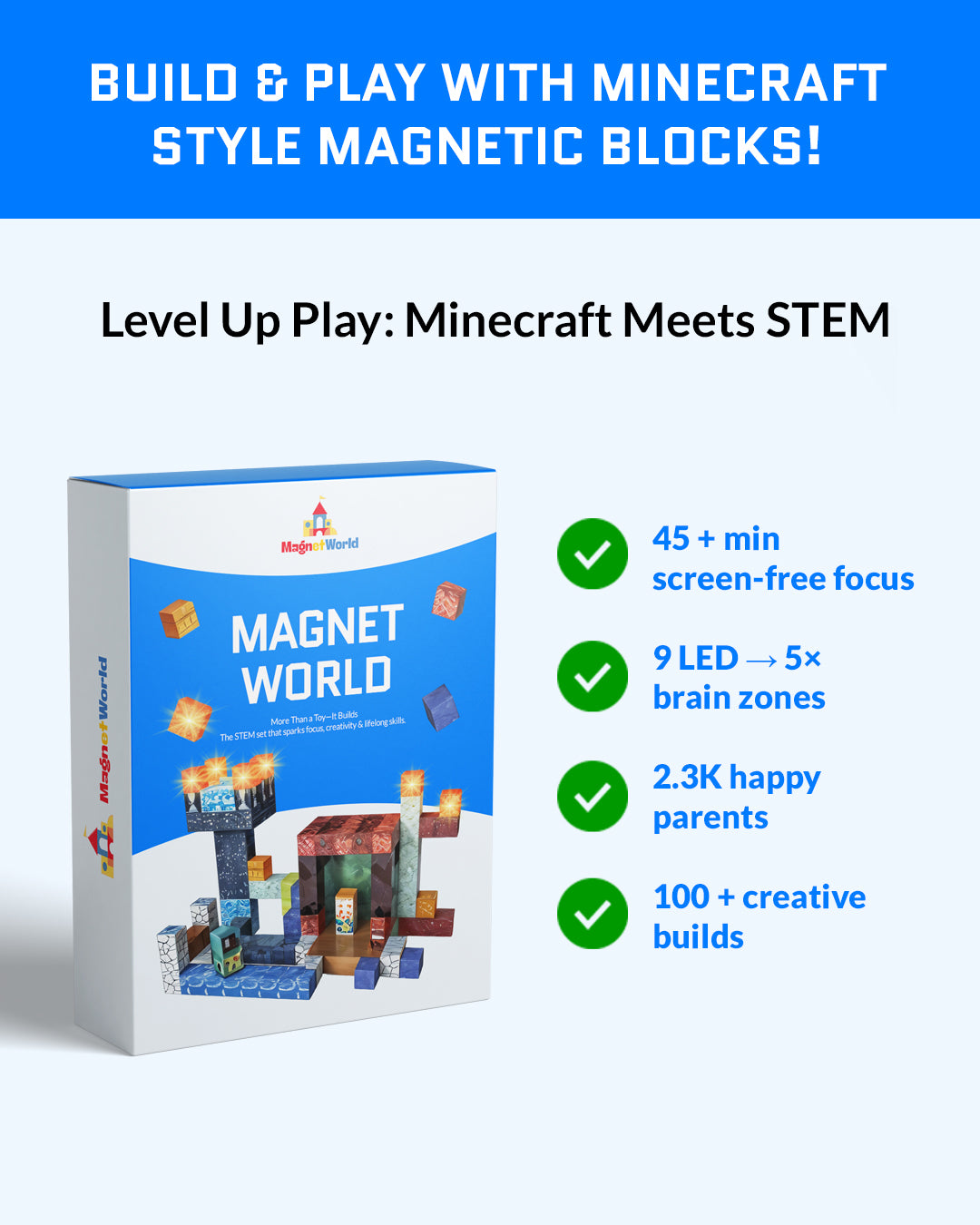 166-Piece LED Magnetic Building Blocks – Sword Edition