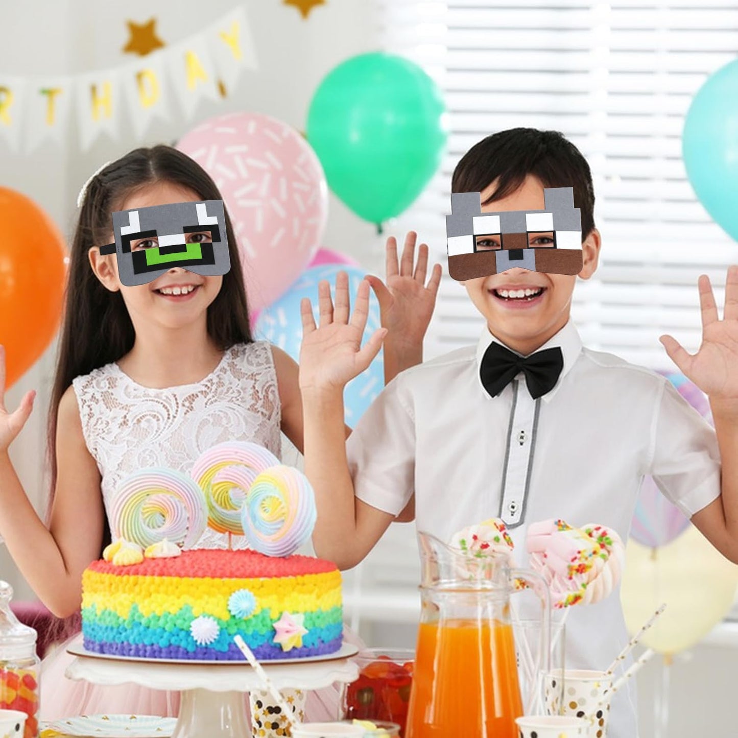 12 PCS Pixel Mask – Game-Inspired Cosplay & Party Blindfold