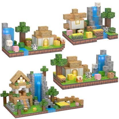 Source manufacturer 138PC lighting magnetic building block set children's farm zoo variety assembly magnetic toys
