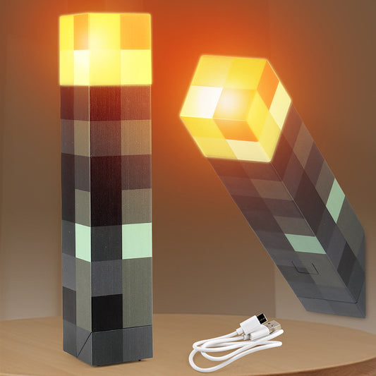 Cross-border hot sale children's magnetic building blocks with lights peripheral game torch night light with USB new fancy toys
