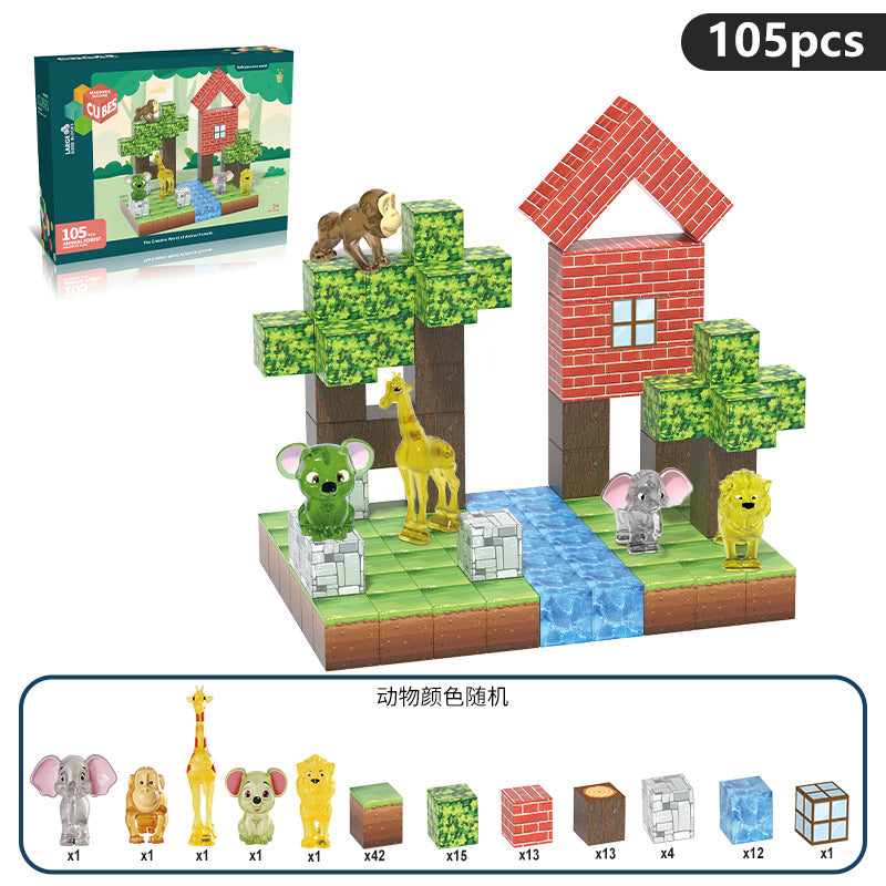My Magnetic Cubes World 3d Dimensional Building Magnetic Toys Building Forest Animal Building Blocks Small Gifts for Kids