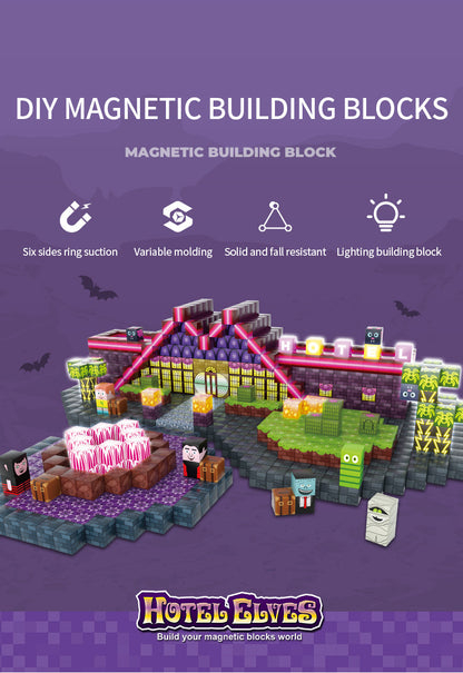 188PC Hotel Elves Builder’s Edition LED Magnetic Building Block Game Set for Kids