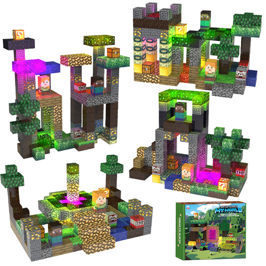 Cross-border hot sale 180PC lighting magnetic building block portal theme set variety magnetic cube educational toys