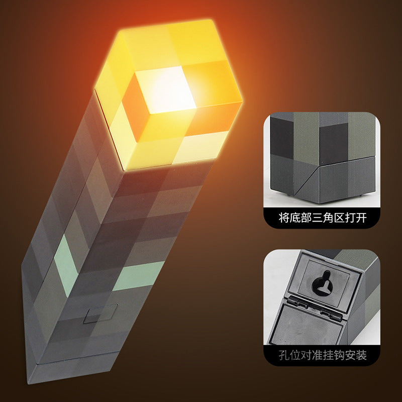 Cross-border hot sale children's magnetic building blocks with lights peripheral game torch night light with USB new fancy toys