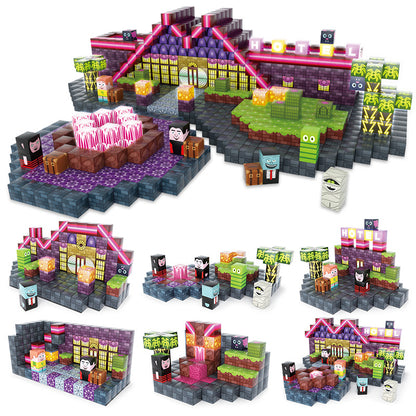 Cross border 188p light magnetic building block set boy game periphery variety building block building model magnetic block