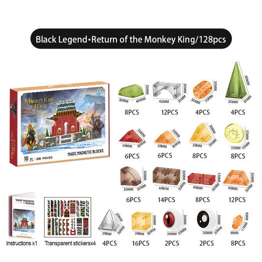 Magnetic Blocks – STEM Toy for Fantasy Builds with Stickers