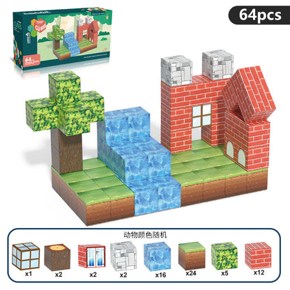 My Magnetic Cubes World 3d Dimensional Building Magnetic Toys Building Forest Animal Building Blocks Small Gifts for Kids