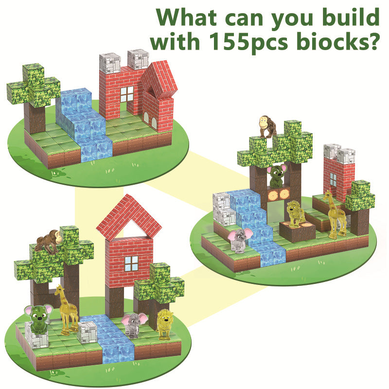 My Magnetic Cubes World 3d Dimensional Building Magnetic Toys Building Forest Animal Building Blocks Small Gifts for Kids
