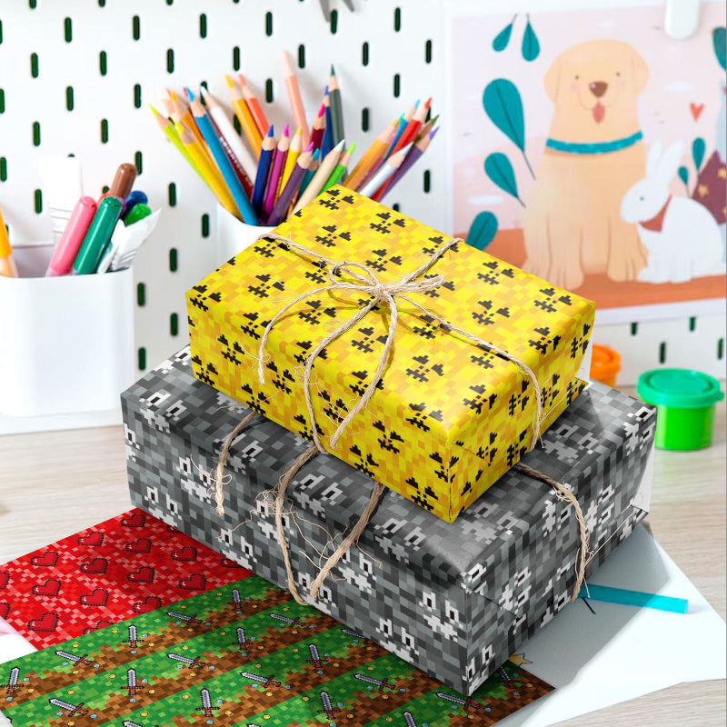 WZ059 minecraft pixel game gift decorative paper party gift gift box decorative outer wrapping paper