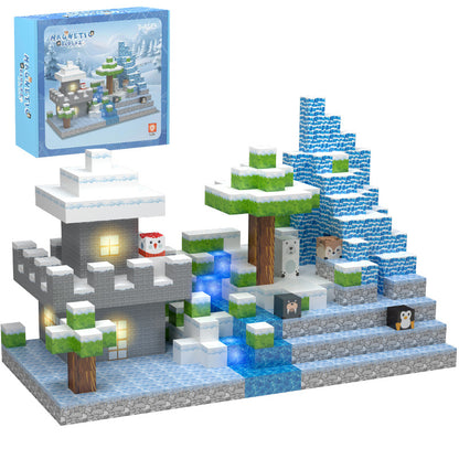 Source manufacturer 138PC light magnetic building block set ice and snow magnetic block building girl assembling toy