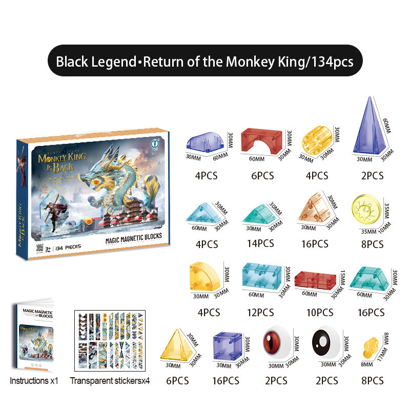 Magnetic Blocks – STEM Toy for Fantasy Builds with Stickers