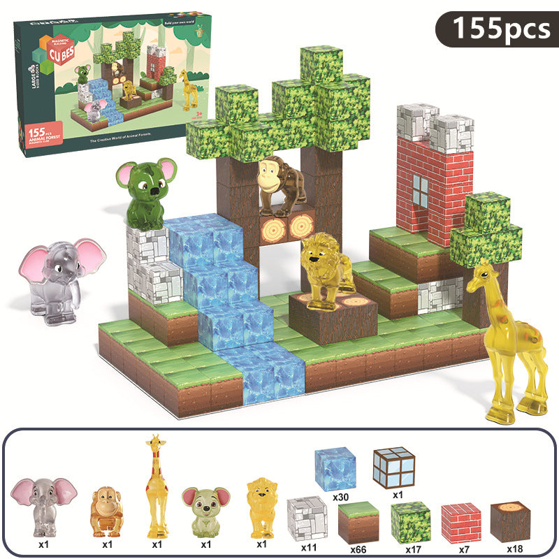 My Magnetic Cubes World 3d Dimensional Building Magnetic Toys Building Forest Animal Building Blocks Small Gifts for Kids