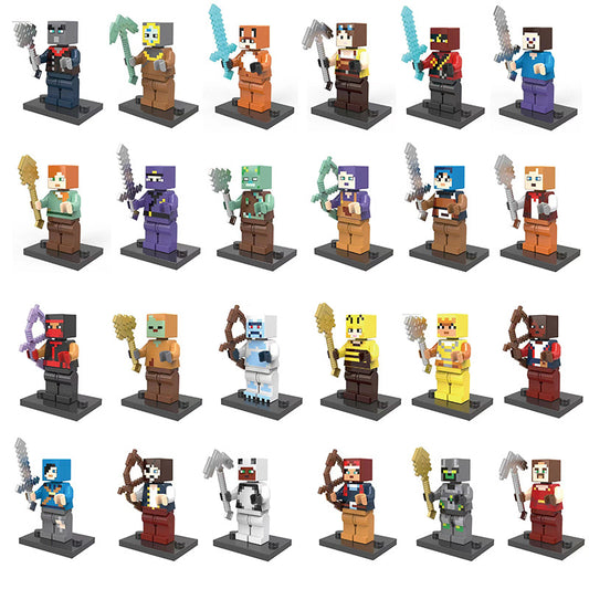 Factory direct sales of my world building block minifigures small particles with weapons with base puzzle building block toys