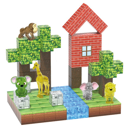 My Magnetic Cubes World 3d Dimensional Building Magnetic Toys Building Forest Animal Building Blocks Small Gifts for Kids