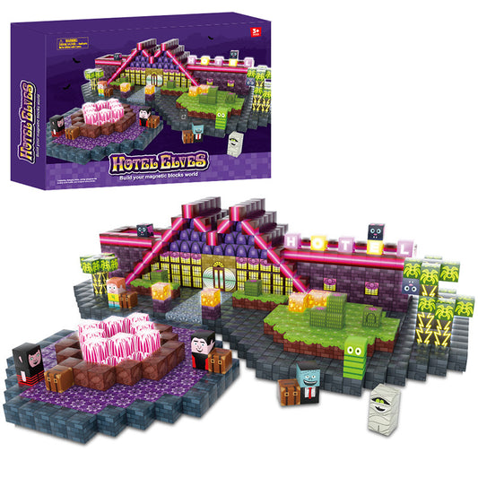 Cross border 188p light magnetic building block set boy game periphery variety building block building model magnetic block
