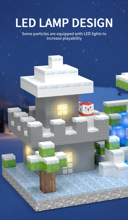 138PC Winter-Themed Ice and Snow LED Magnetic Building Block Set for Girls