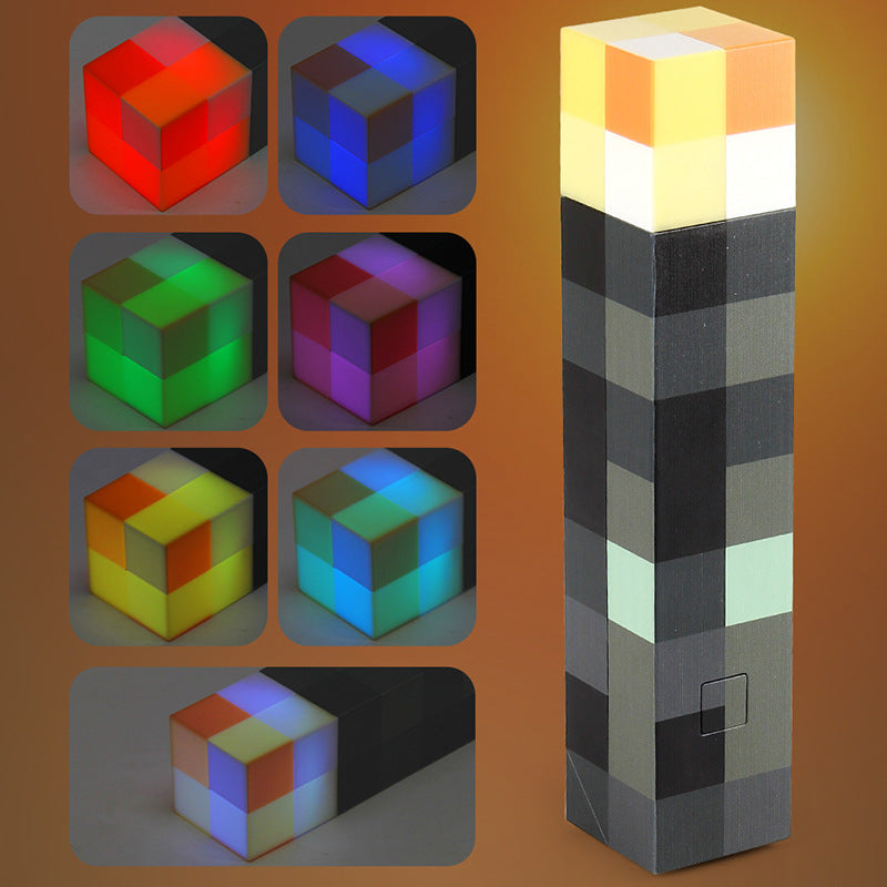 Cross-border hot sale children's magnetic building blocks with lights peripheral game torch night light with USB new fancy toys