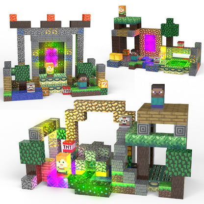 Cross-border hot sale 180PC lighting magnetic building block portal theme set variety magnetic cube educational toys
