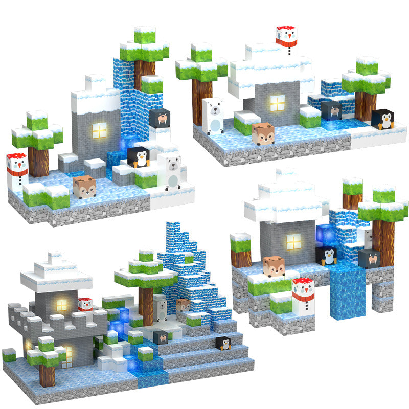 Source manufacturer 138PC light magnetic building block set ice and snow magnetic block building girl assembling toy
