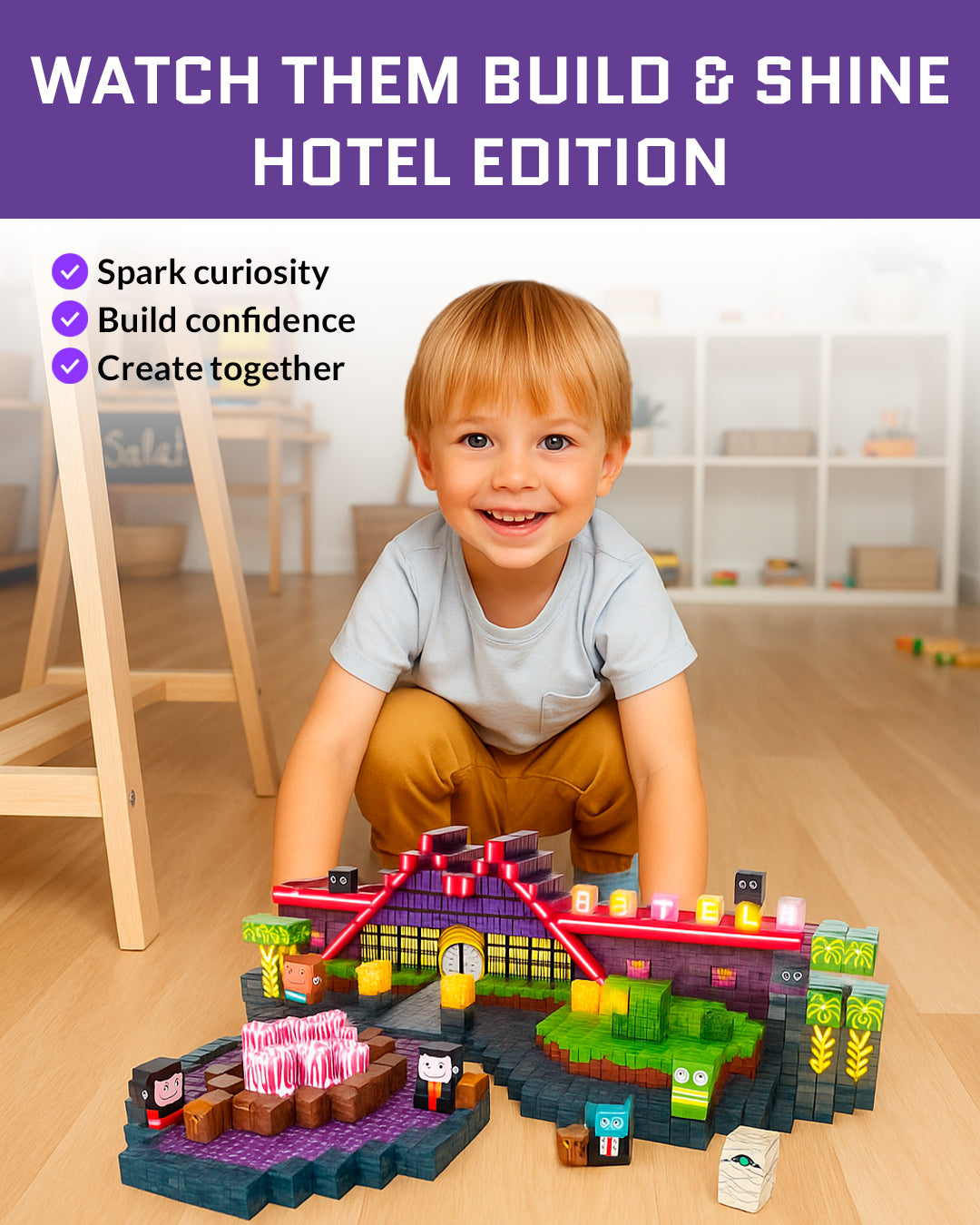 188-Piece LED Magnetic Building Blocks – Hotel Elves  Edition